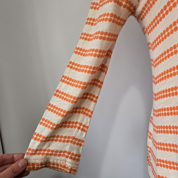 POSTMARK Anthropologie Orange Polka Dot Striped LightweightTop. Size Small - Picture 3 of 11
